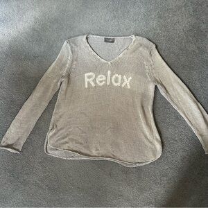 Wooden Ships Light Gray 'Relax' V-Neck Sweater